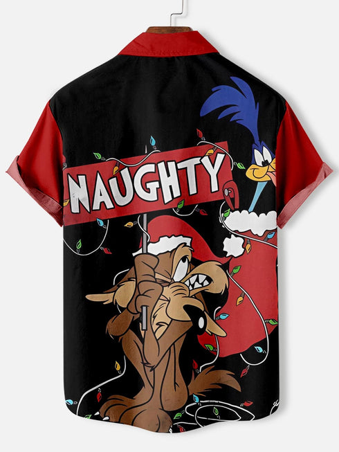 Men's Christmas Cartoon Funny Graphic Short Sleeve Hawaiian Shirt